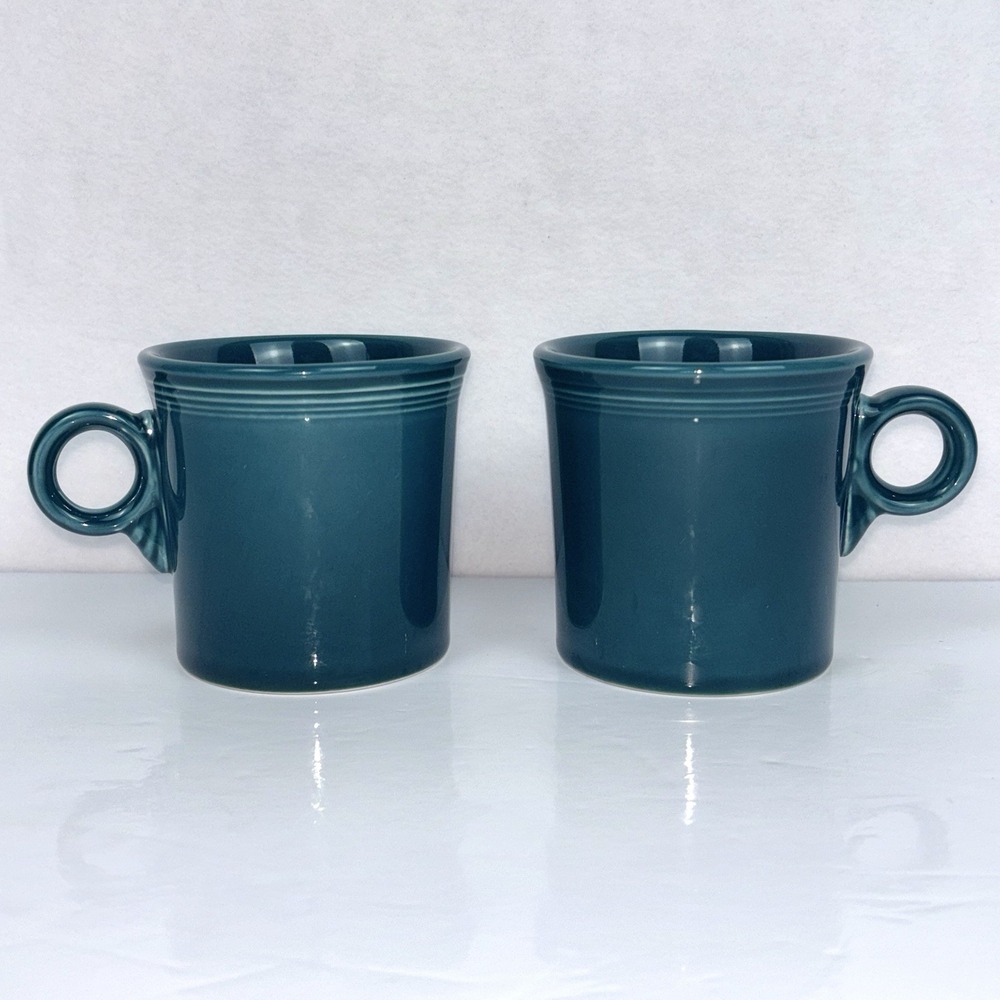 Fiesta Juniper Ring Handle Mugs Set of 2 10 oz HLC USA Retired Teal